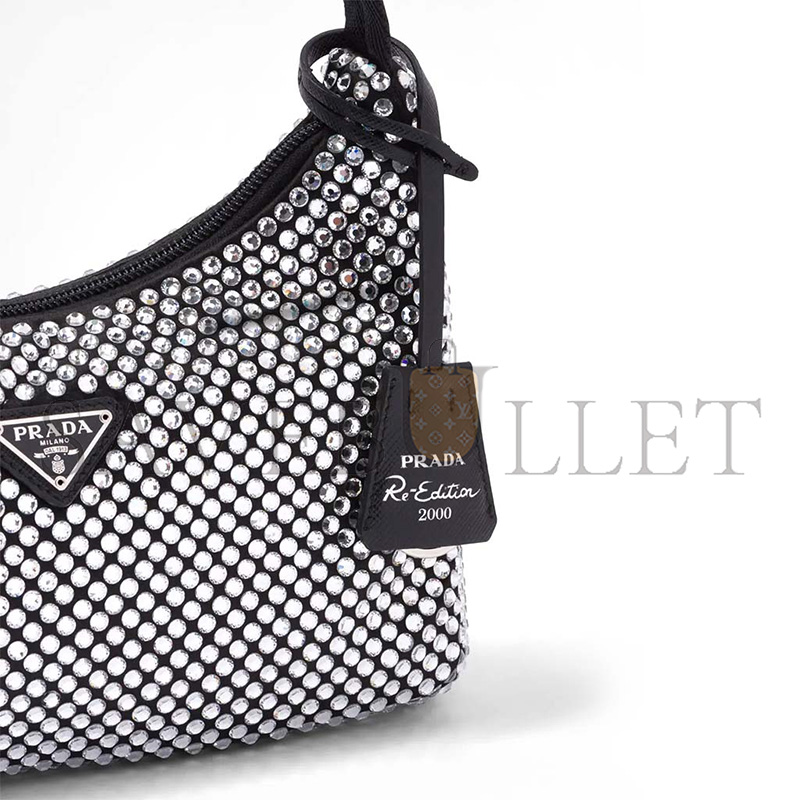 Pra*a re-edition satin mini bag with crystals 1ne515 (22*17*6cm)